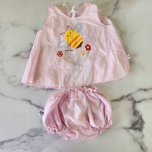 Baby girl Thai 2 piece pink summer lightweight breezy outfit 0-3 month bumblebee